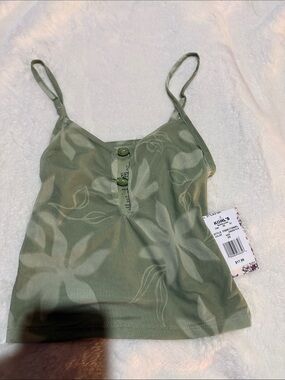 Pink Republic Olive Green Floral Button-Front Camisole